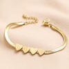 Gold Stainless Steel Four Heart Charm Herringbone Bracelet