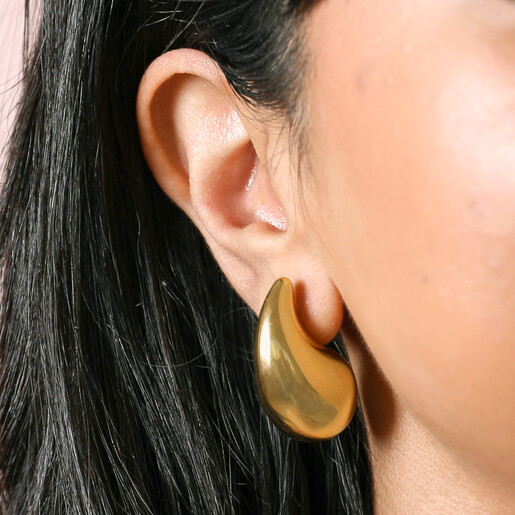 Gold Stainless Steel Oversized Teardrop Earrings | Lisa Angel