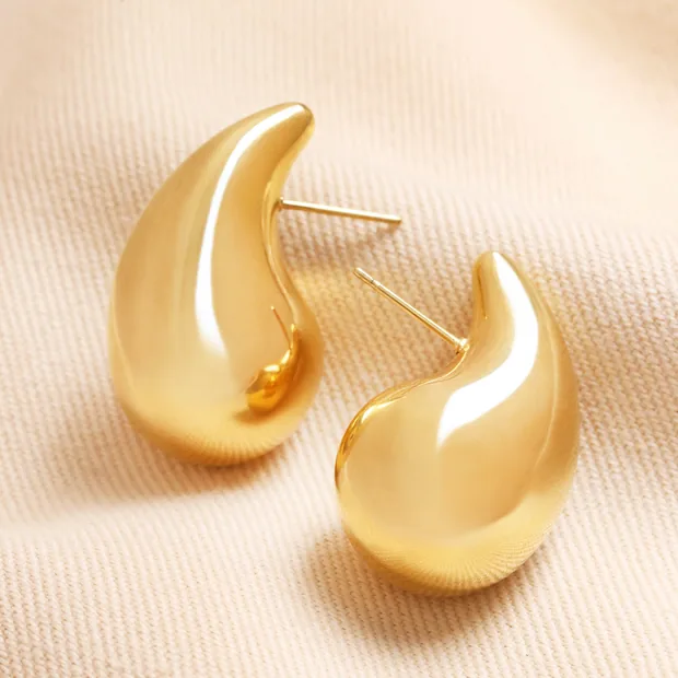 Gold Stainless Steel Oversized Teardrop Stud Earrings Gold Stainless Steel Oversized Teardrop Stud Earrings