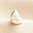 Wide Hammered Ear Cuff in Silver on Beige Fabric