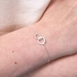 Interlocking Matte Hoops Bracelet in Silver on model