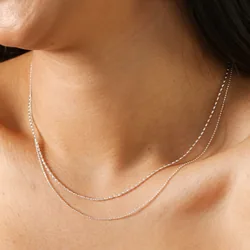 Double Ball Chain Necklace in Silver