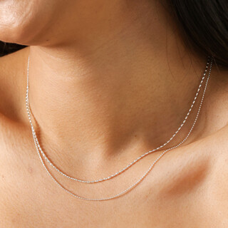 Double Ball Chain Necklace in Silver