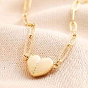 Gold Stainless Steel Magnetic Heart Pendant Necklace