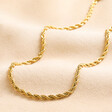 Gold Stainless Steel Rope Chain Necklace on top of beige coloured backdrop
