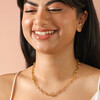 Gold Stainless Steel T-Bar Oval Link Chain Necklace on Model