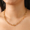 Gold Stainless Steel T-Bar Oval Link Chain Necklace on Model