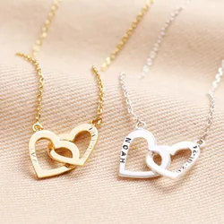 Personalised Interlocking Hearts Necklace