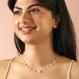 Stainless Steel Mixed Pearl Necklace in Gold 