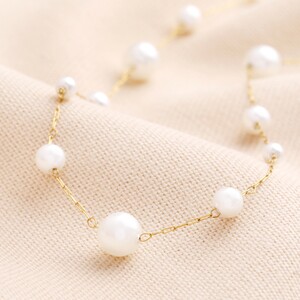 Stainless Steel Mixed Pearl Necklace in Gold 