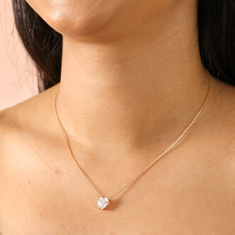 Crystal Heart Pendant Necklace in Gold
