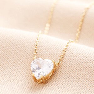 Crystal Heart Pendant Necklace in Gold