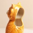 Back of Tigger the Orange Cat Vase showing opening against beige backdrop