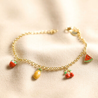 Fruit Charm Bracelet in Gold