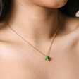 Close Up of Model Wearing Broccoli Pendant Necklace in Gold