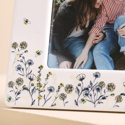 Close Up of Print Close up of flower print on Personalised Wildflower Ceramic Photo Frame