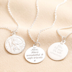 Personalised Sterling Silver Large St Christopher Pendant Necklace