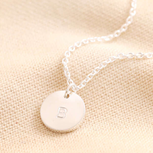 Personalised Sterling Silver Initial Disc Charm Necklace Personalised Sterling Silver Initial Disc Charm Necklace