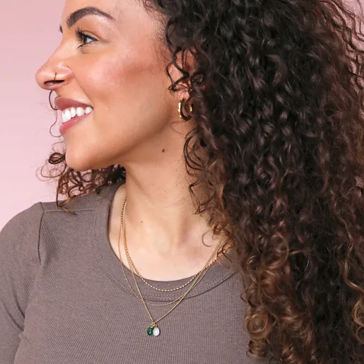 Personalised Bail Birthstone Charm Necklace on Model
