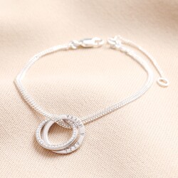 Personalised Sterling Silver Interlocking Crystal Rings Bracelet