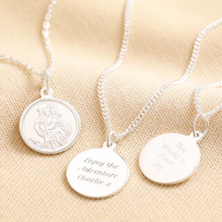 Personalised Sterling Silver Small St Christopher Pendant Necklace