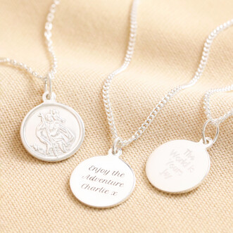 Personalised Sterling Silver Small St Christopher Pendant Necklace