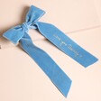 Personalised Handwriting Velvet Wedding Bow Decoration on Beige Surface