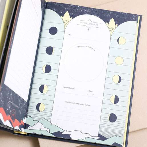 The Book of My Dreams open against neutral coloured backdrop