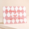 Heather Evelyn Birthday Kisses Birthday Card Standing on Pink Surface