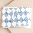 Heather Evelyn Hip Hip Hooray Greetings Card on top of envelope against neutral background