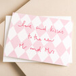 Heather Evelyn Mr and Mrs Wedding Card on Beige Background with envelope
