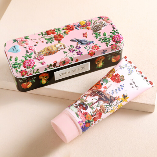 Heathcote & Ivory Nathalie Lete Forest Folk Hand Cream on Beige Surface