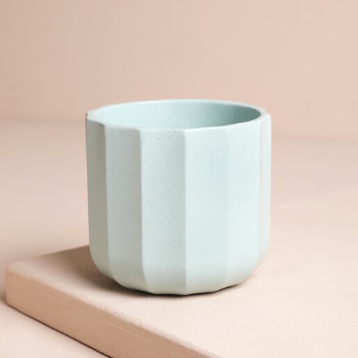 Ivyline Positano Mini Mint Geo Planter against beige coloured backdrop