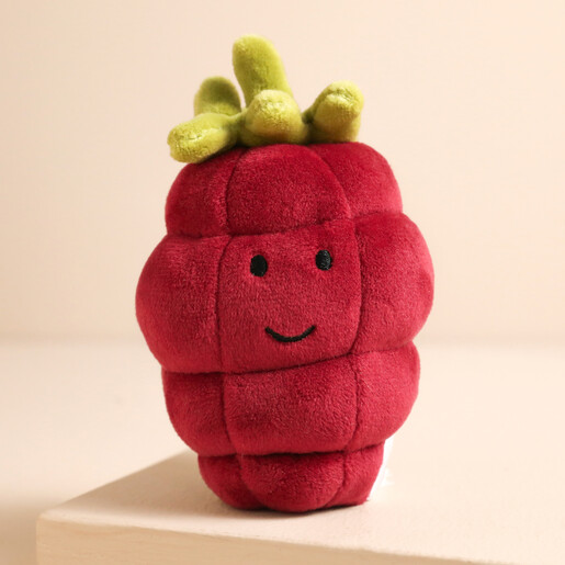 Jellycat Fabulous Fruit Raspberry Soft Toy Jellycat Fabulous Fruit Raspberry Soft Toy on Beige Platform