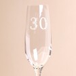 Close up of personalisation on Personalised Milestone Age Champagne Glass