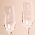 Close up of personalisation on Personalised Wedding Initial Champagne Glass