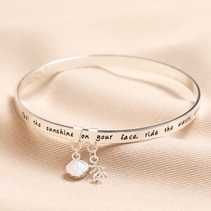 Beach Lover Meaningful Word Bangle in Silver