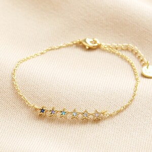 Blue Ombre Crystal Star Bar Bracelet in Gold