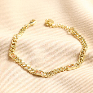 Champagne Baguette Crystal Chain Bracelet in Gold 