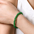 Birthstone Semi-Precious Stone Beaded Bracelet in may jade colourway on model