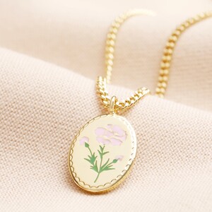 Meaningful Word Enamel Flower Pendant Necklace in Gold