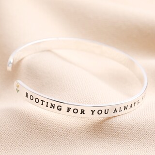Rooting For You Meaningful Word Bangle in Silver