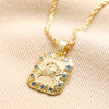 Cancer Crystal Square Zodiac Pendant Necklace in Gold