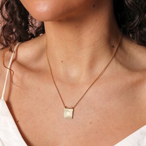 Sunbeam Square Pendant Necklace in Gold