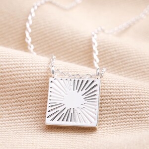 Sunbeam Square Pendant Necklace in Silver