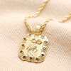 Aries Crystal Square Zodiac Pendant Necklace in Gold