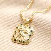 Gemini Crystal Square Zodiac Pendant Necklace in Gold