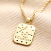Back of Gemini Crystal Square Zodiac Pendant Necklace in Gold