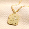 Back of Leo Crystal Square Zodiac Pendant Necklace in Gold