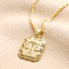 Libra Crystal Square Zodiac Pendant Necklace in Gold